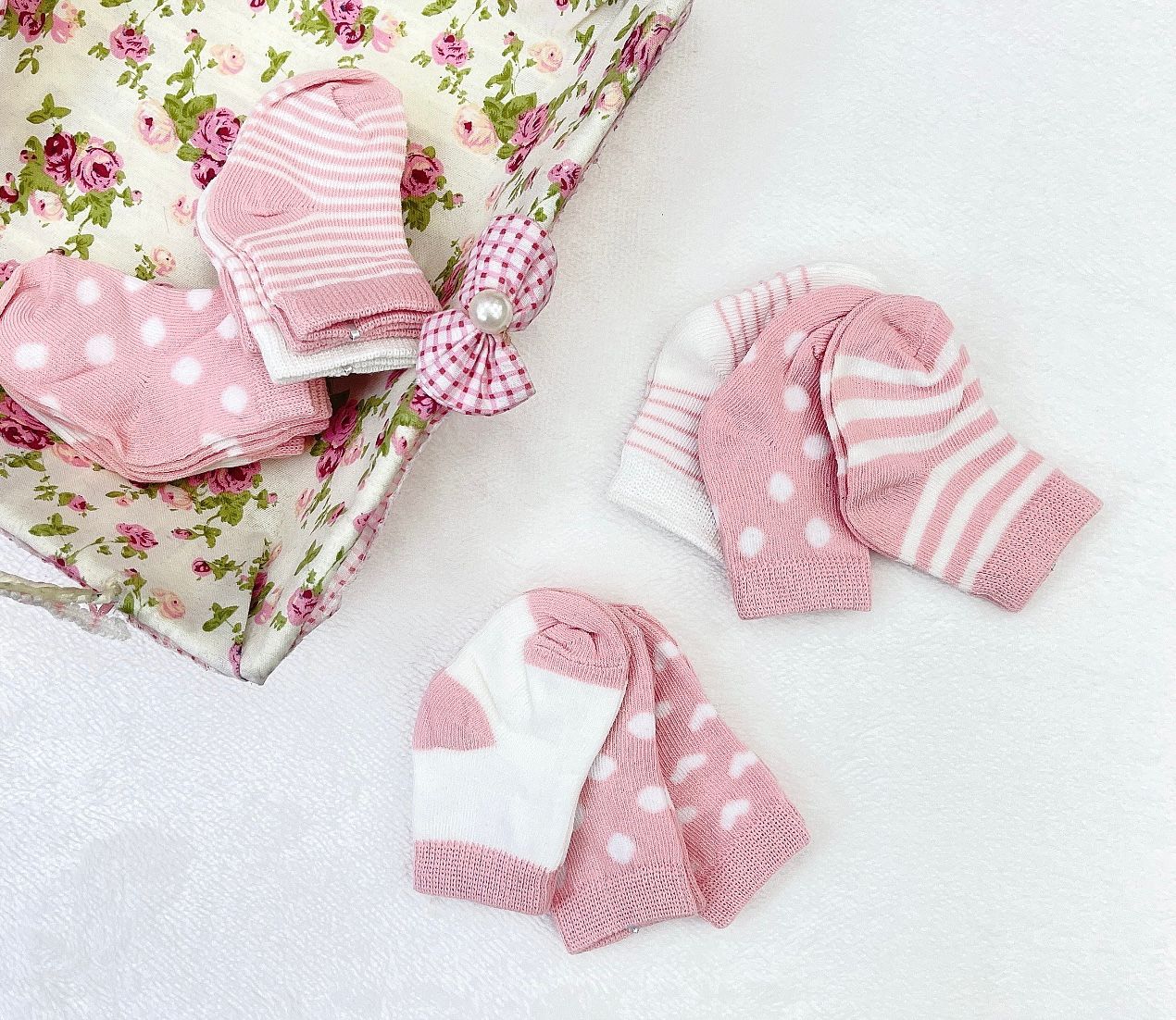 6 pares de calcetines 100% algodón con diseño niña
