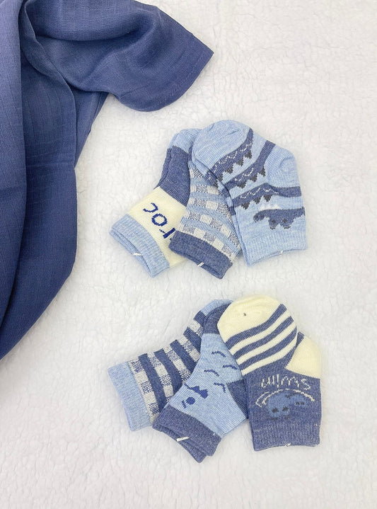 6 pares de calcetines 100% algodón con diseño niño