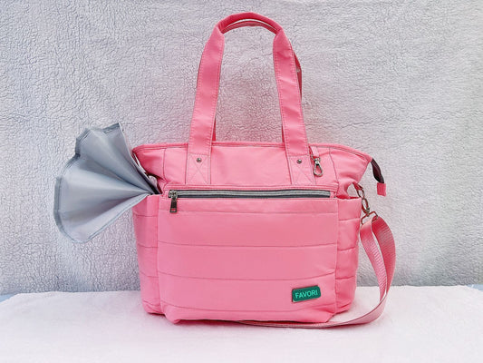 Bolso maternal impermeable mas mudador color rosa