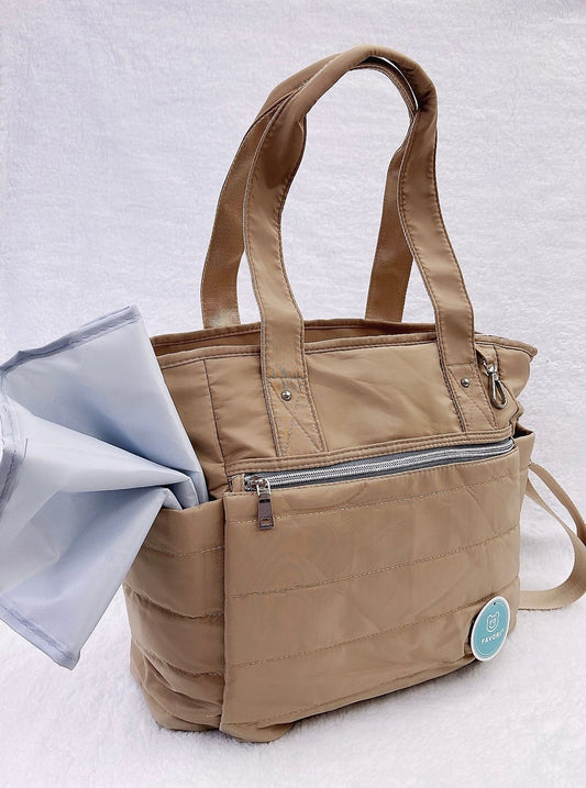 Bolso maternal impermeable mas mudador color café