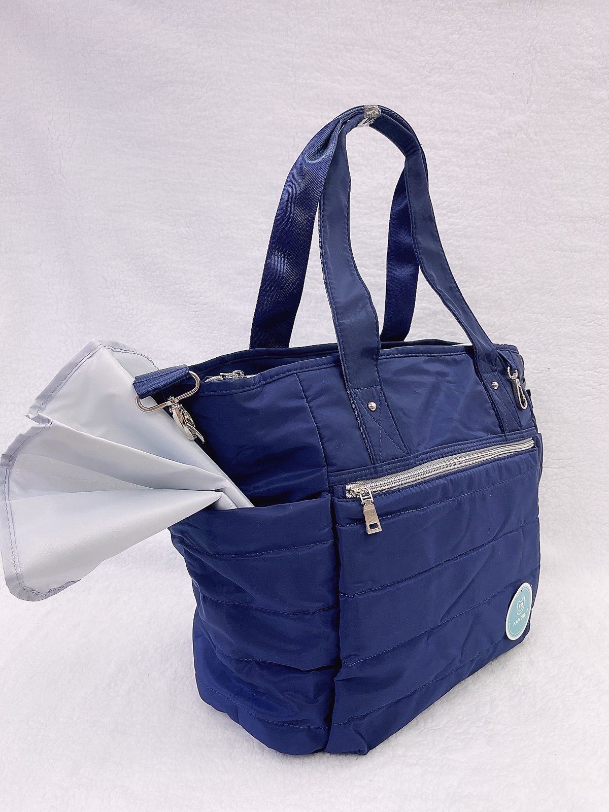 Bolso maternal impermeable mas mudador color azul