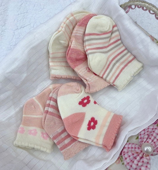 6 pares de calcetines 100% algodón con diseño niña
