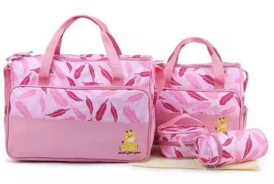 Bolso maternal 5 piezas con diseño de hojas distintos colores