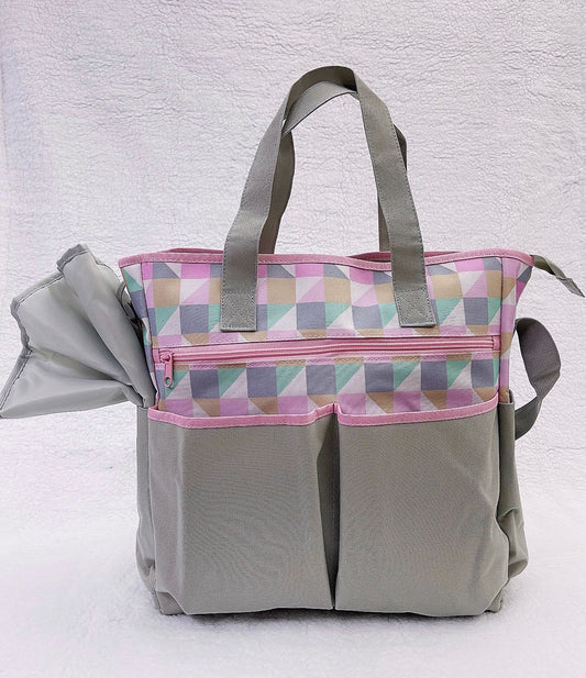Bolso maternal diseño cuadros + mudador
