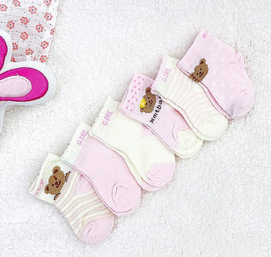6 pares de calcetines 100% algodón con diseño niña