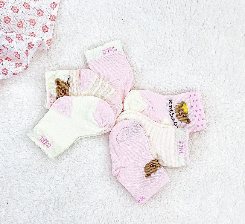 6 pares de calcetines 100% algodón con diseño niña